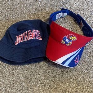 Jayhawks Bucket Hat and Visor Set - Red and Blue